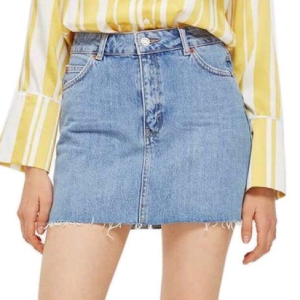 Topshop petite Moto denim skirt